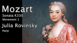 Mozart Sonata k330 mvm1. Julia Rovinsky, harp. With A.Roslin paintings #musicpainting #harp #mozart