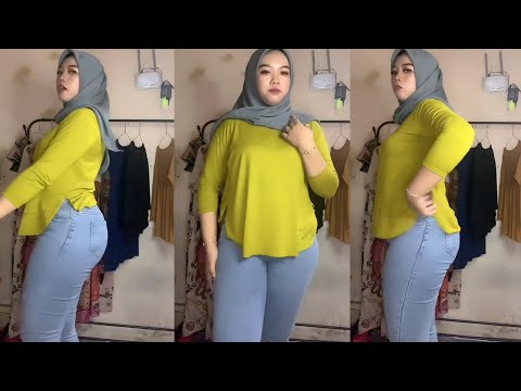 Hijab Style Online Shop Try On Atasan Wanita Hijau Lumut