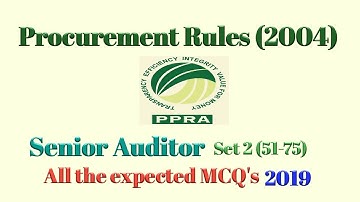 Senior Auditor || Public Procurement Rule 2004 || MCQ