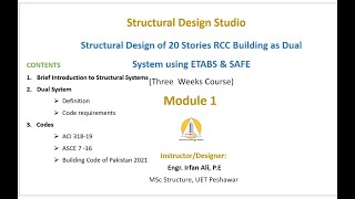MODULE 1: Introduction to Dual System, Seismic Design Categories, ACI-318-19, ASCE 7-16, BCP 2021