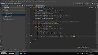 Praktik 2. Implementasi Insertion Sort Dengan Data Acak Menggunakan Java Intellij IDEA