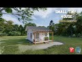 Small tiny house design  architectural rendering  1 bedroom  3d visualization