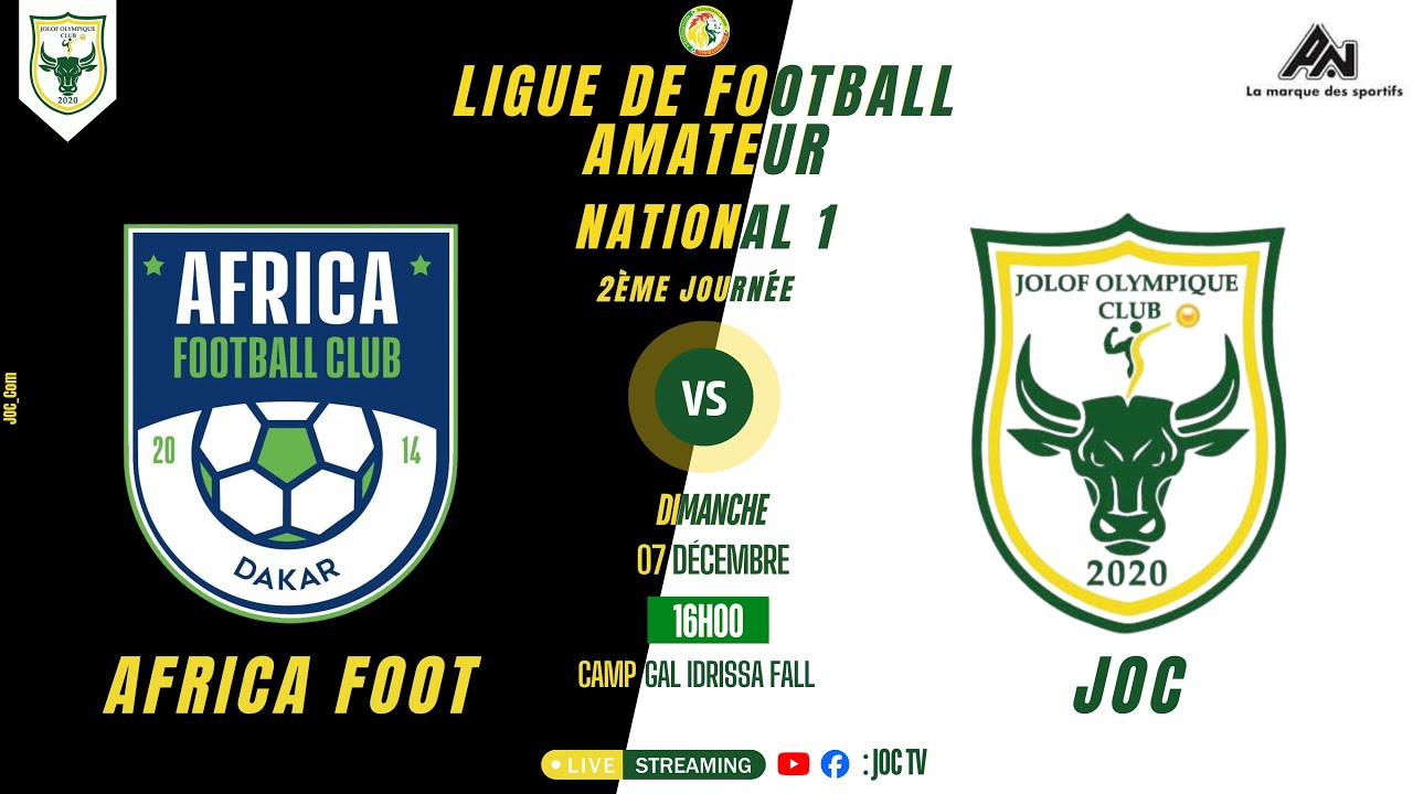🔴NATIONAL 1 | PHASE ALLER (POULE C) 2ÈME JOURNÉE ~ AFRICA FOOT vs JOC