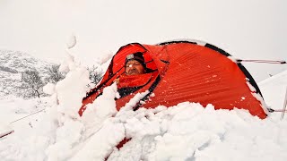 Winter Camping between Snow Storms. Solo Cold Tent Backpacking the Mountains of the North