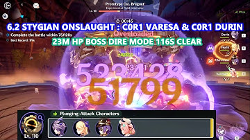 6.2 Stygian Onslaught : C0R1 Varesa & C0R1 Durin 23M HP Boss Dire Mode 116s Clear