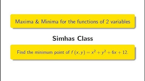 #Maxima_Minima || Find the minimum point of  f(x,y)=x^2+y^2+6x+12
