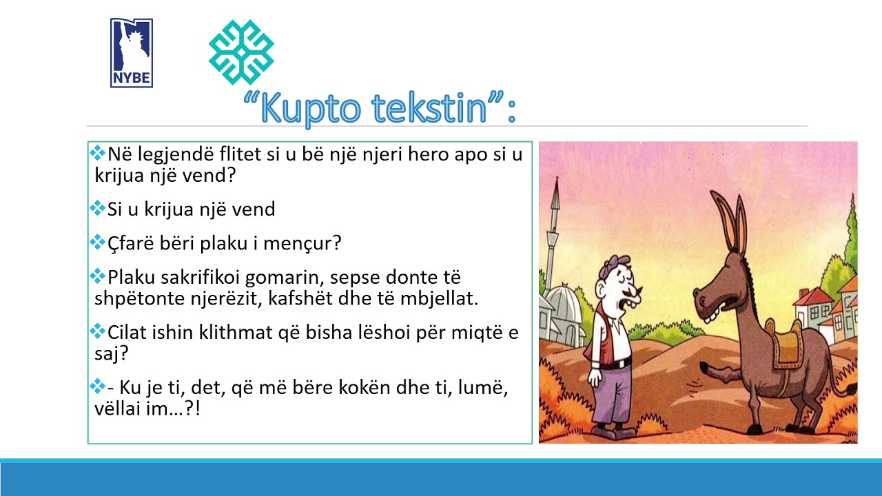 Anisa Cuni,  Gjuhe shqipe 4, Tema: Syri i Kalter - Nybe