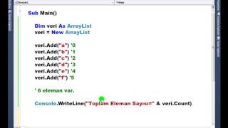 Visual Basic .NET - Ders 316 : ArrayList - RemoveRange