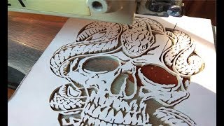Cutting process and final result of fretwork scroll saw project Scull with snake Pattern by Alex Fox alexscrollsaw@gmail.com http://