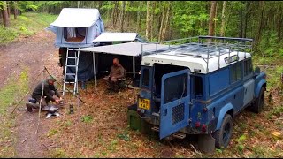 Wild Camping in Trucks - A rainy night in a Forest