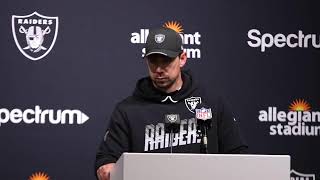 Live with Raiders coach Klint Kubiak after facing the LA Rams