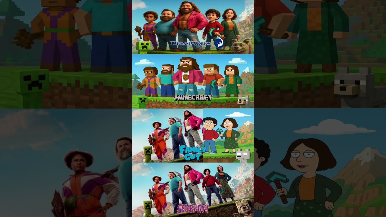 Steve, Garret, Natalie, Dawn and Henry in Minecraft Movie ⛏️ #minecraftmovie #minecraft #jackblack