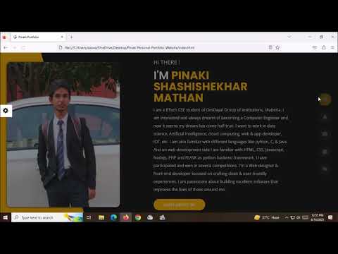Oasis Infobyte - Pinaki Personal Portfolio Website