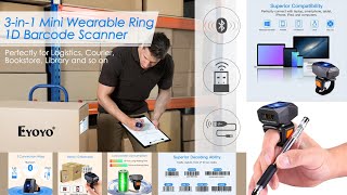 Eyoyo 1D Bluetooth Wearable Ring Barcode Scanner, Portable Mini Finger Bar Code Reader