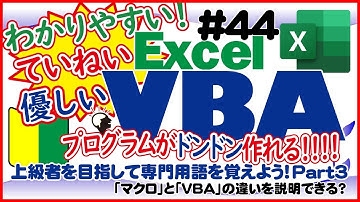 入門講座ExcelVBA（マクロ）#44 【プログラミング上級者を目指して専門用語を覚えよう】