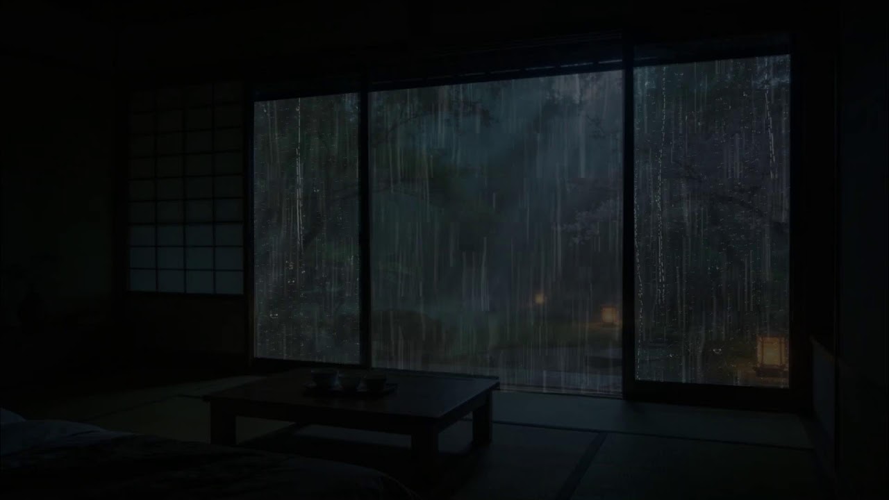 Rain Sounds & Thunder in Forest for Sleeping 🌧 Peaceful Dark Bedroom Ambience for Deep Sleep