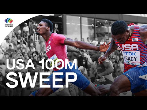 Kerley leads USA 1-2-3 in men&#039;s 100m | World Athletics Championships Oregon 22