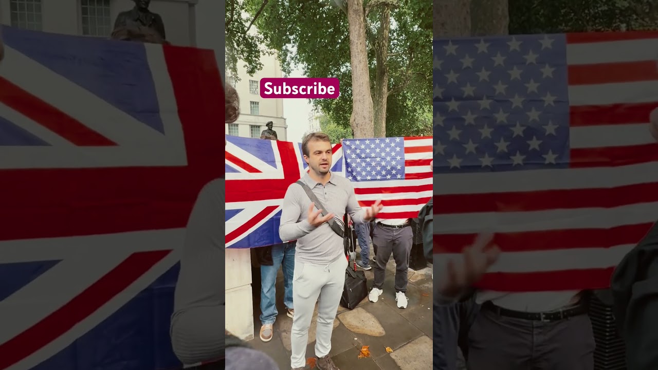 People opinion during vigil for Charlie Kirk in  Whitehall London 