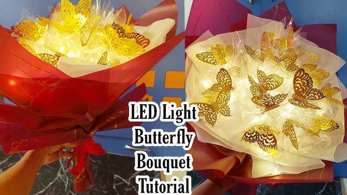  Aiouclay DIY Butterfly Bouquet,33pcs with LED String  Lights,Artificial Flower Bouquet, DIY Craft for Teacher Woman Lovers : Home  & Kitchen
