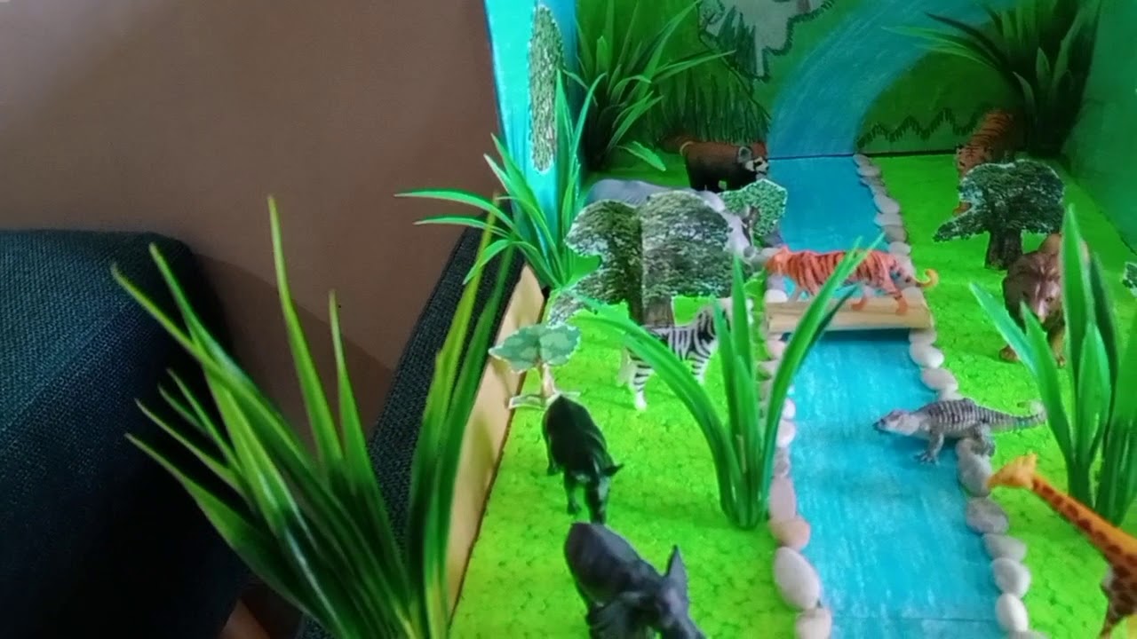 Gambar diorama ekosistem hutan