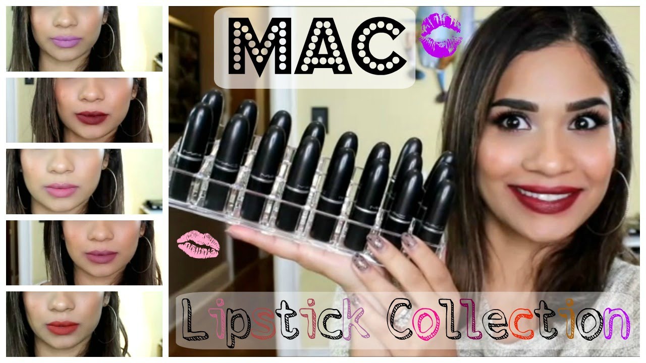 My 18 Mac Lipstick Collection Swatches Try On Bybelle4u Youtube