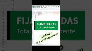 Como fijar una celda, columna o fila en Google Sheets y Excel #tips #shorts #googlesheets