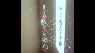Crystal Wind Chime Moon Sun Catcher Diamond Prisms Pendant Dream Catcher Rainbow Chaser Hanging Drop