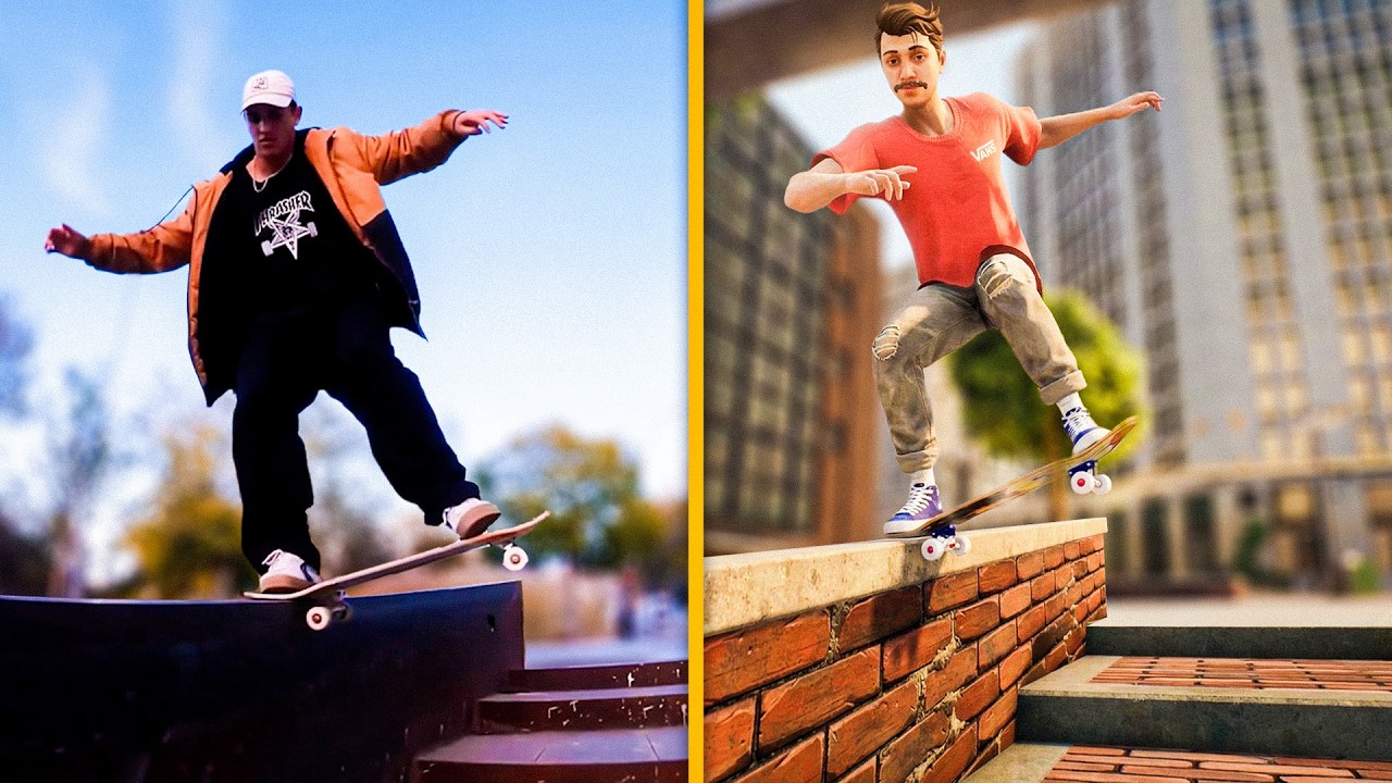 I recreated real life skateboarding clips in Skate