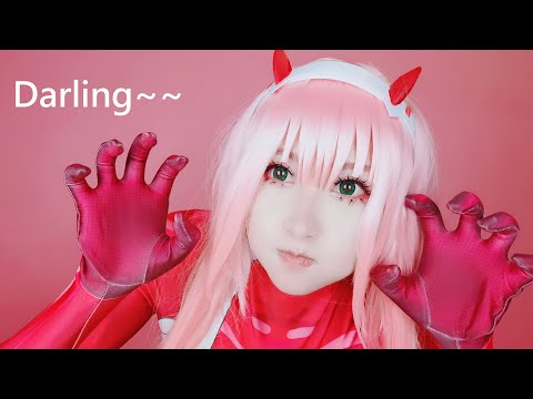 Zero Two 002 Cosplay! English 中文 ASMR/Soft Spoken Scratching Bodysuit/eating/candle