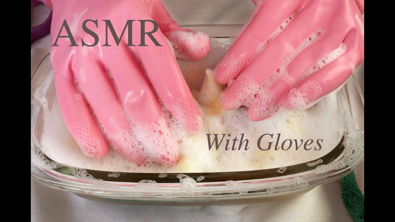 ASMR Wearing Rubber Gloves | Washing Up Liquid | Sponge Cutting and Tearing | Water Sounds