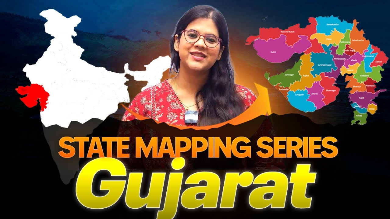 Картографирование штата Гуджарат для UPSC 2026: реки, равнины, озера, плотины, ручьи с пояснениям...