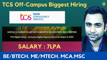 TCS Off-Campus Biggest Hiring | BE/BTECH. ME/MTECH MSC. MCA | Salary 7LPA