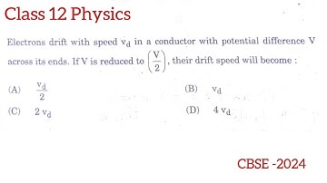 Electron drift with speed VD in a conductor with potential difference V across.. | class 12 physics