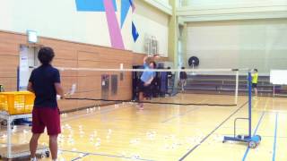 Badminton lesson 20150422(WED) - smash / backhand drive 3