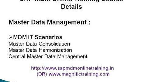 SAP Master Data Managemet ONLINE TRAINING CANADA | www.magnifictraining.com