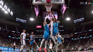 Victor Wembanyama with the alley-oop poster dunk And-1 on Lu Dort and Isaiah Hartenstein