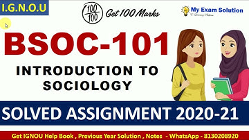 BSOC 101 Solved Assignment 2020-21 | Introduction to Sociology | IGNOU Solved Assignment
