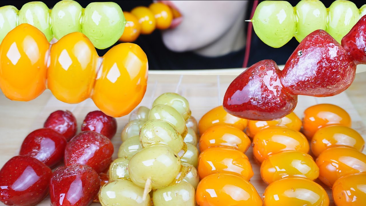 ASMR Tanghulu candied fruits 여러가지 탕후루 먹방 Mukbang Kẹo trái cây フルーツ飴