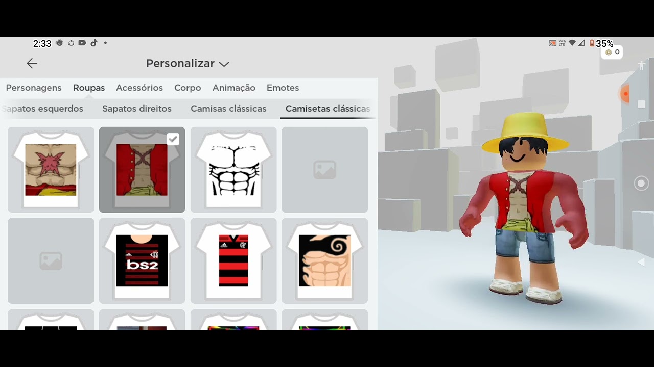 Roupa do luffy roblox