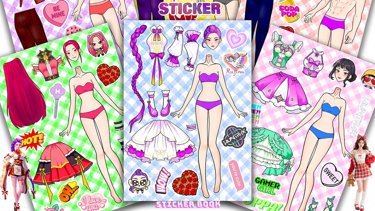 Oddly Satisfying ASMR Sticker Book Huntrix Idol Spring Blossom & Gamer Glam Style! 💖 Paper DIY #244
