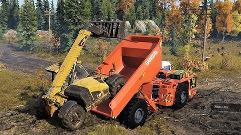 SnowRunner - Loading TeleHandler CAT TH357d 4x4 On Sandvik TH545i Dump Truck 4x4 - Offroad Transport