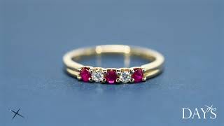 Ruby and Diamond Anniversary Band in 14kt Yellow Gold (1/20ct tw)