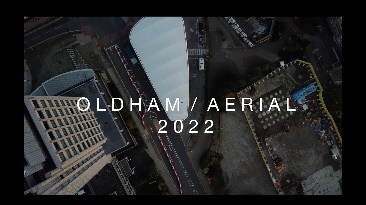 Oldham (Greater Manchester) Town Centre - DRONE WINTER AERIAL DJI HD 720p