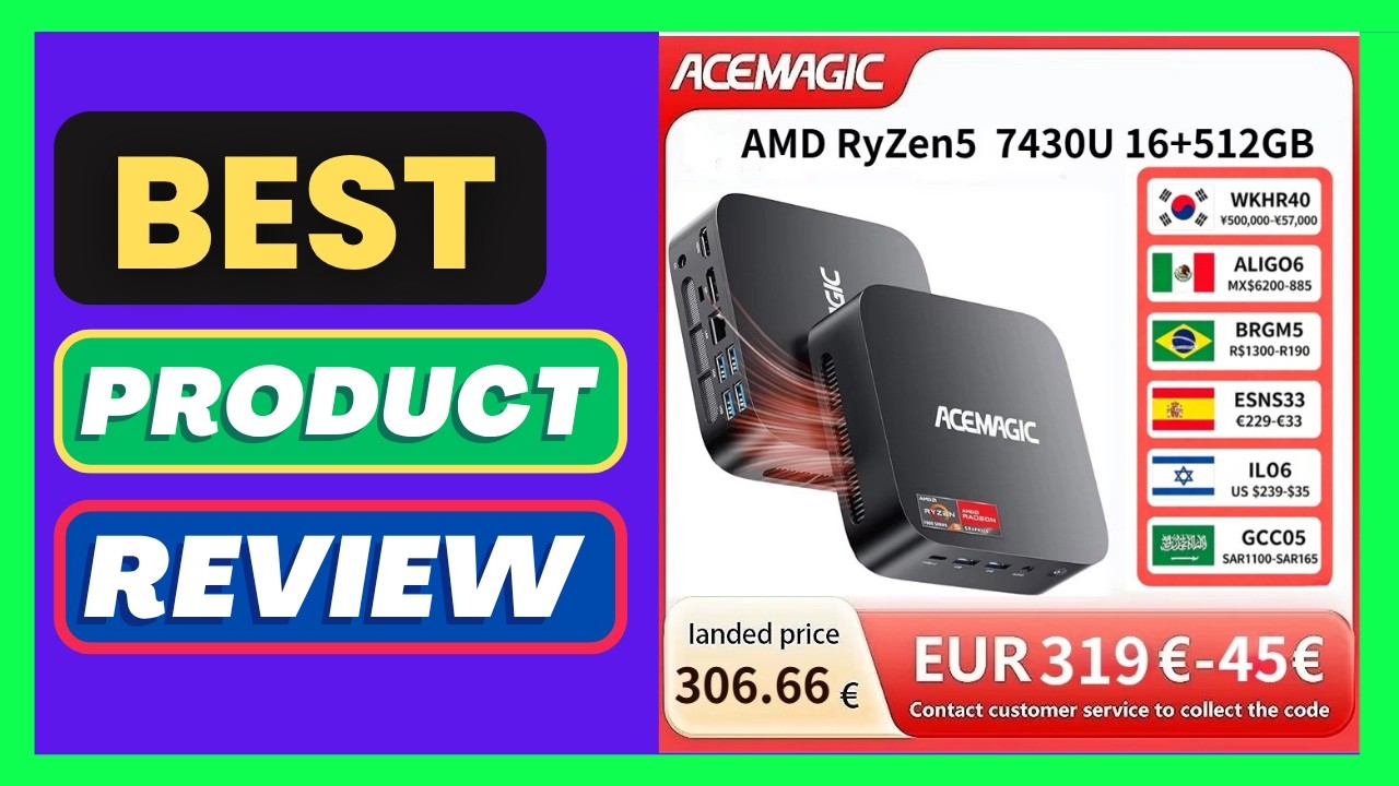 ACEMAGIC AMD Ryzen 5 7430U Mini PC 16GB LPDDR4X RAM 512GB - YouTube
