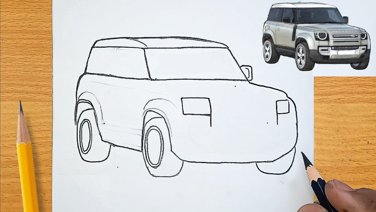 How to Draw Land Rover Defender SUV | Easy Realistic Pencil Sketch 🔥 ...