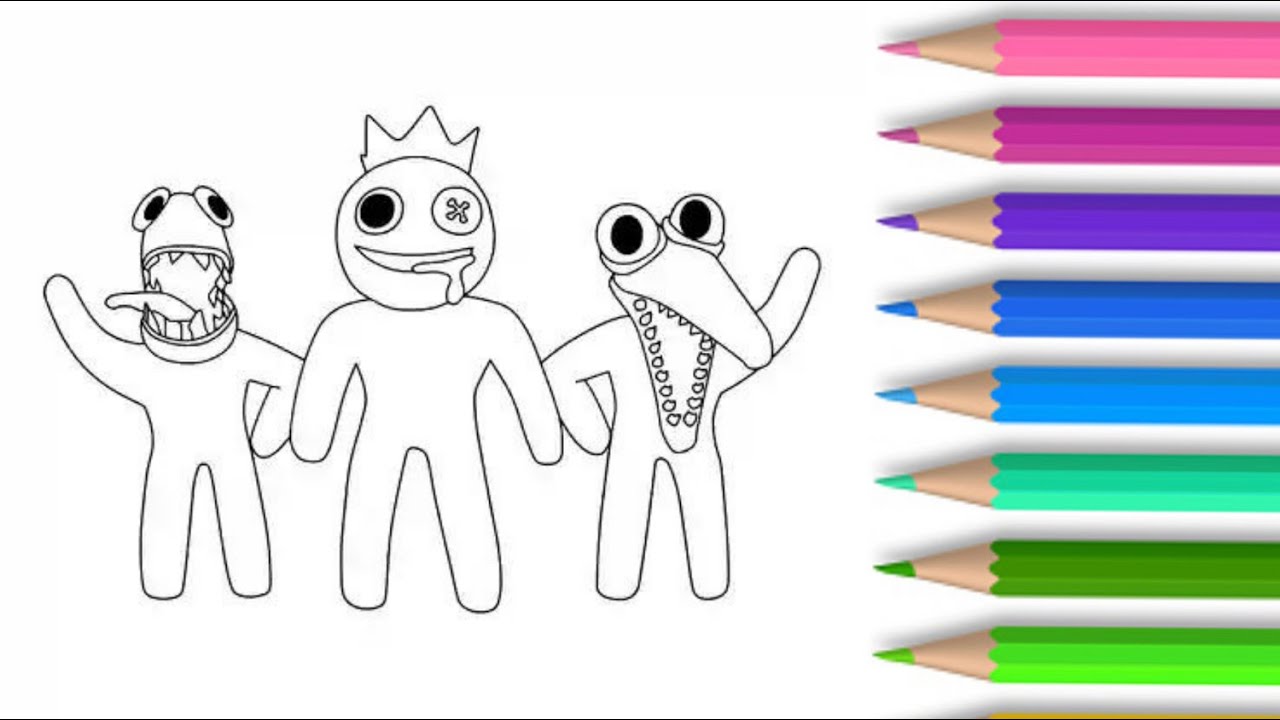 Roblox Rainbow Friends Coloring Pages - Blue, Green, Orange