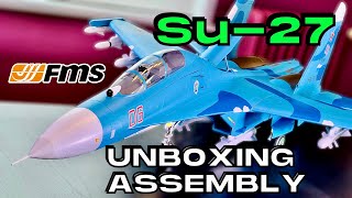 UNBOXING & ASSEMBLY • FMS Russian Su-27 Twin 70mm EDF Jet PNP RC PLANE • (English/Français 4K 60fps)