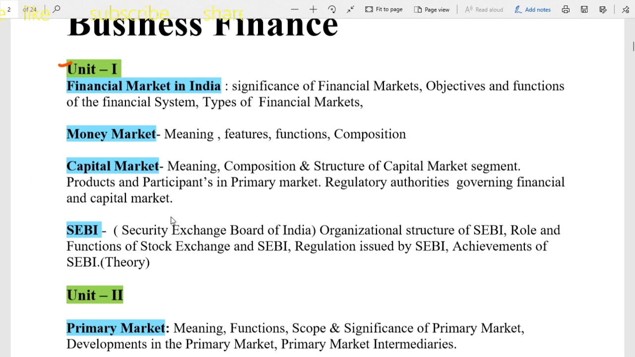 business finance detail syllabus - YouTube