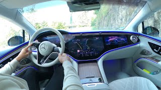 FIRST 2022 Mercedes EQS POV DRIVE! New EQS Hyperscreen Interior Ambiente Light EQS580