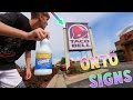 WATER BOTTLE TRICKSHOTS ONTO SIGNS!!